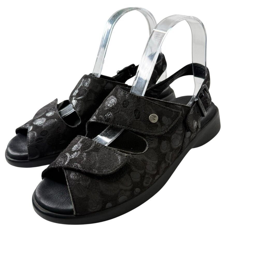 Wolky Nimes Black Circles Leather Comfort Slingback Sandal Women’s EU38/US 7 - Picture 3 of 9